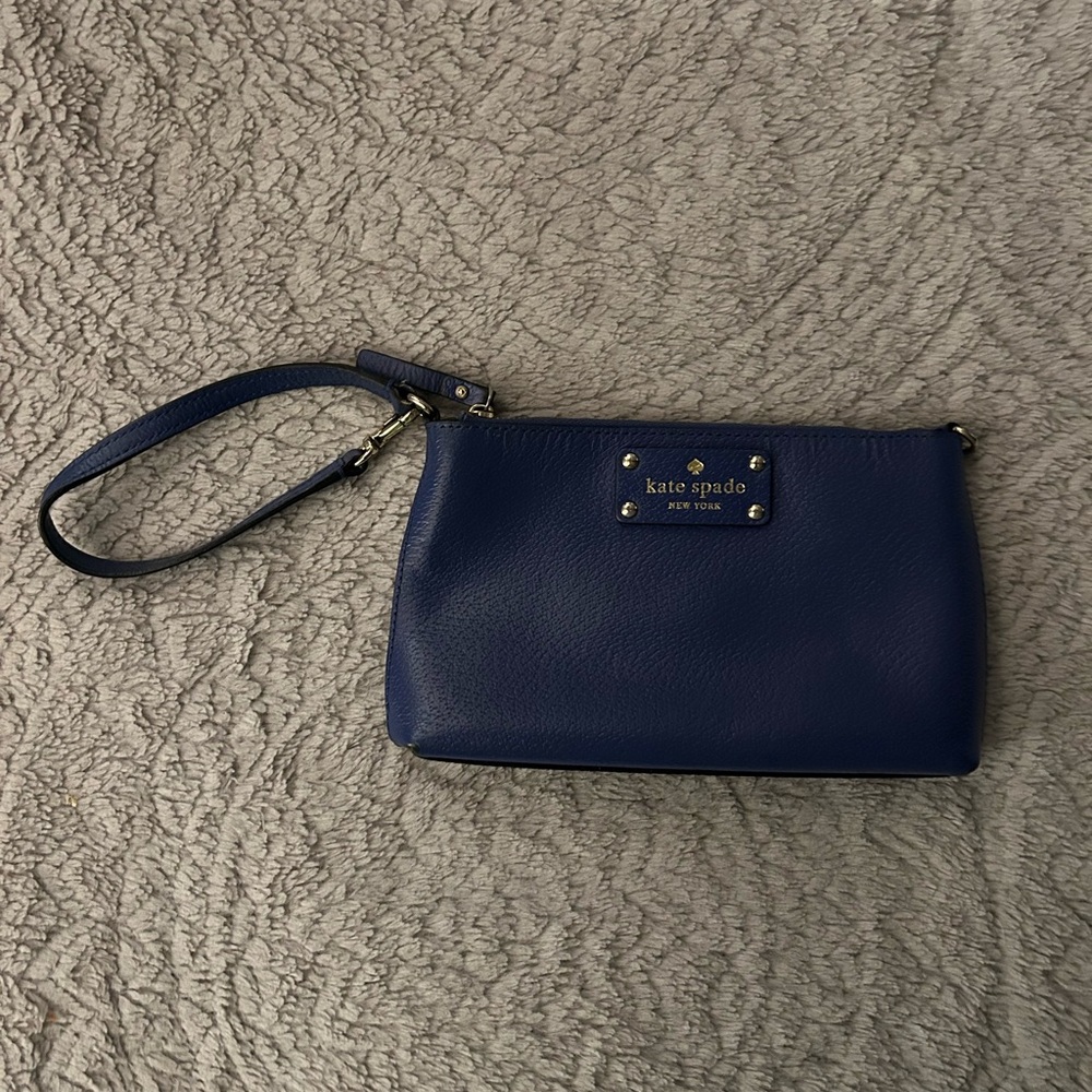 Kate Spade Blue Leather Clutch Wristlet